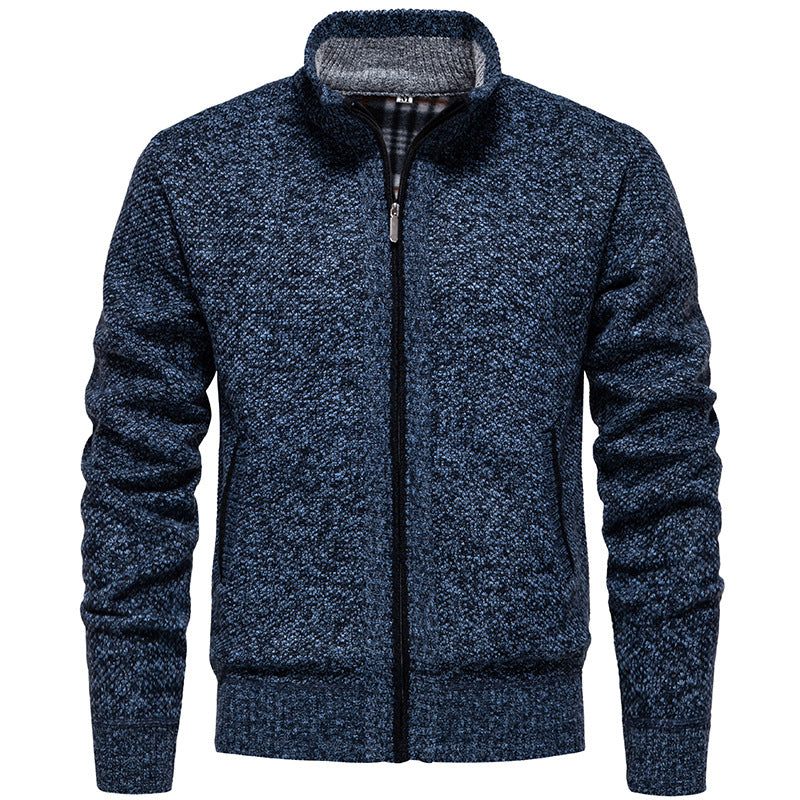 Street Wave Mens Cardigan With High Collar And Practical Pockets For Warm Cozy Knit