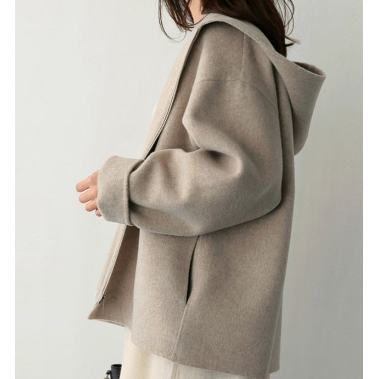 Womens Cozy Hoodie Jacket Street Wave Soft Elegant Hooded Outerwear For Everyday Comfort And Style