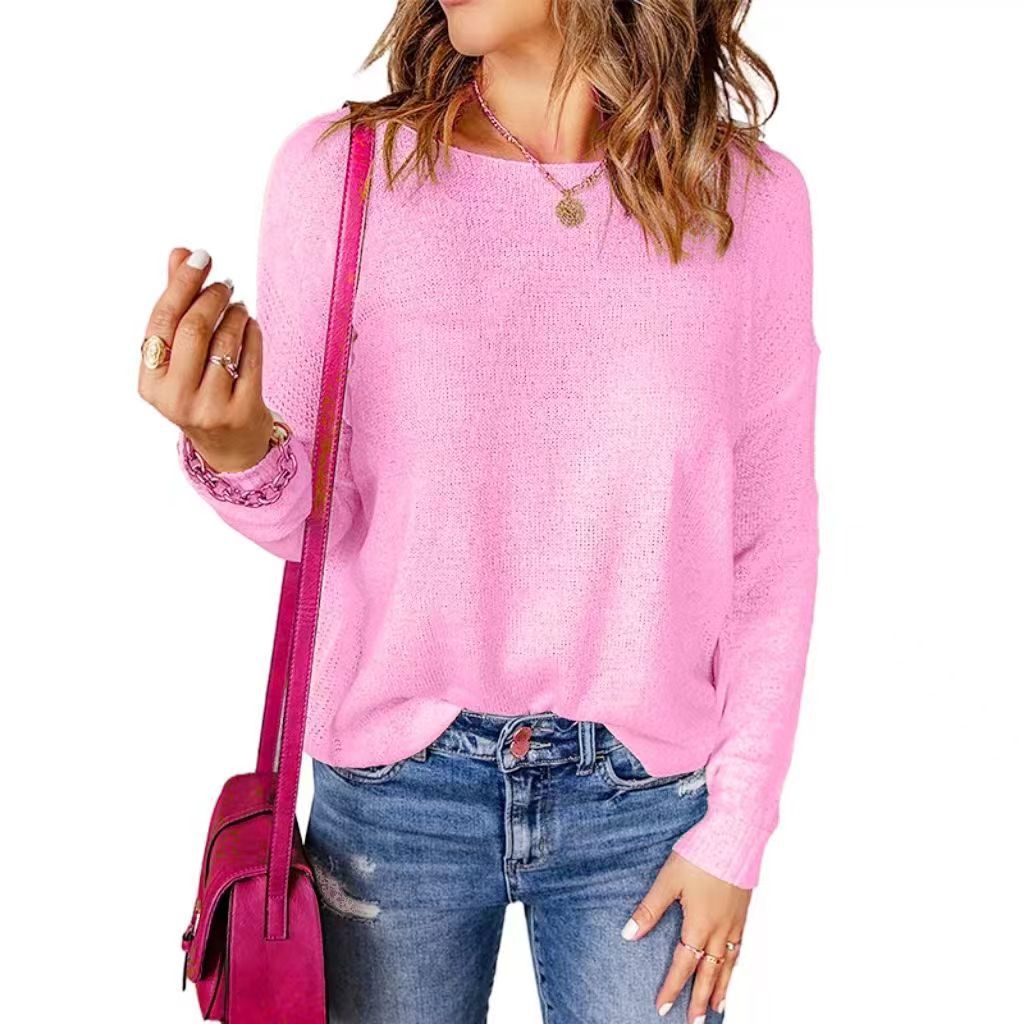Street-wave Women's Loose Knit Sweater With Wide Fit And Decorative V Neck Soft Cotton Comfort