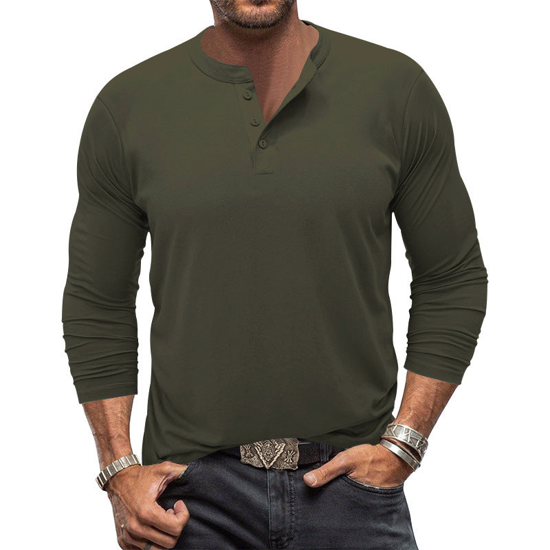 Street Wave Mens Long Sleeve Henley Shirt With Placket Timeless Comfort And Versatility