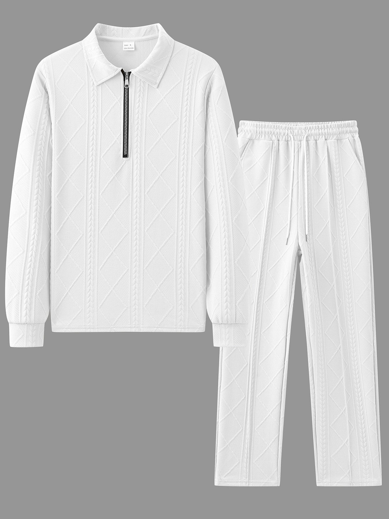 Street-wave Mens Quilted Zip Front Leisure Tracksuit With Ribbed Texture For Men Comfort And Style