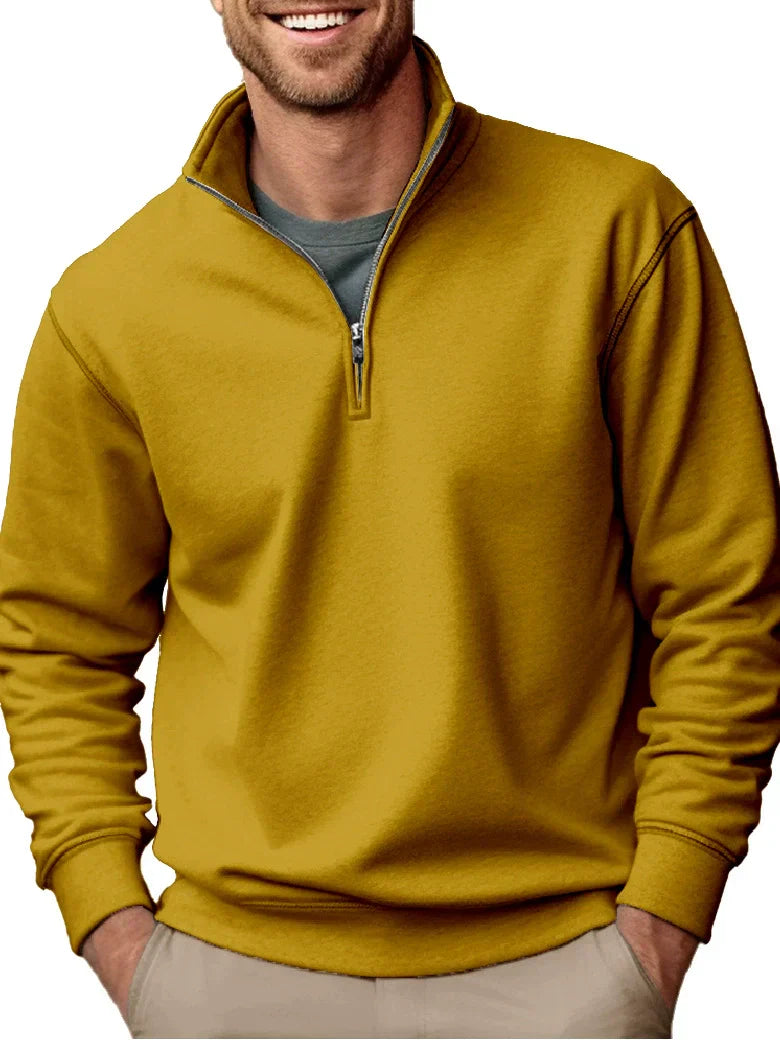 Mens Sweatshirt Street-Wave Regular Fleece Zip Stand Collar