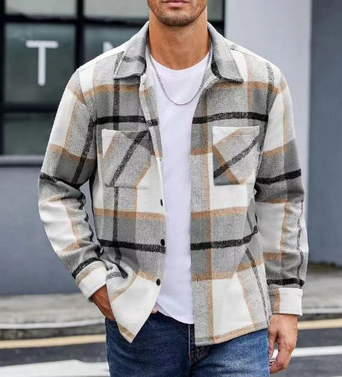 Streetwave Mens Casual Plaid Shirt Jacket Breathable Cotton Blend For Everyday Wear