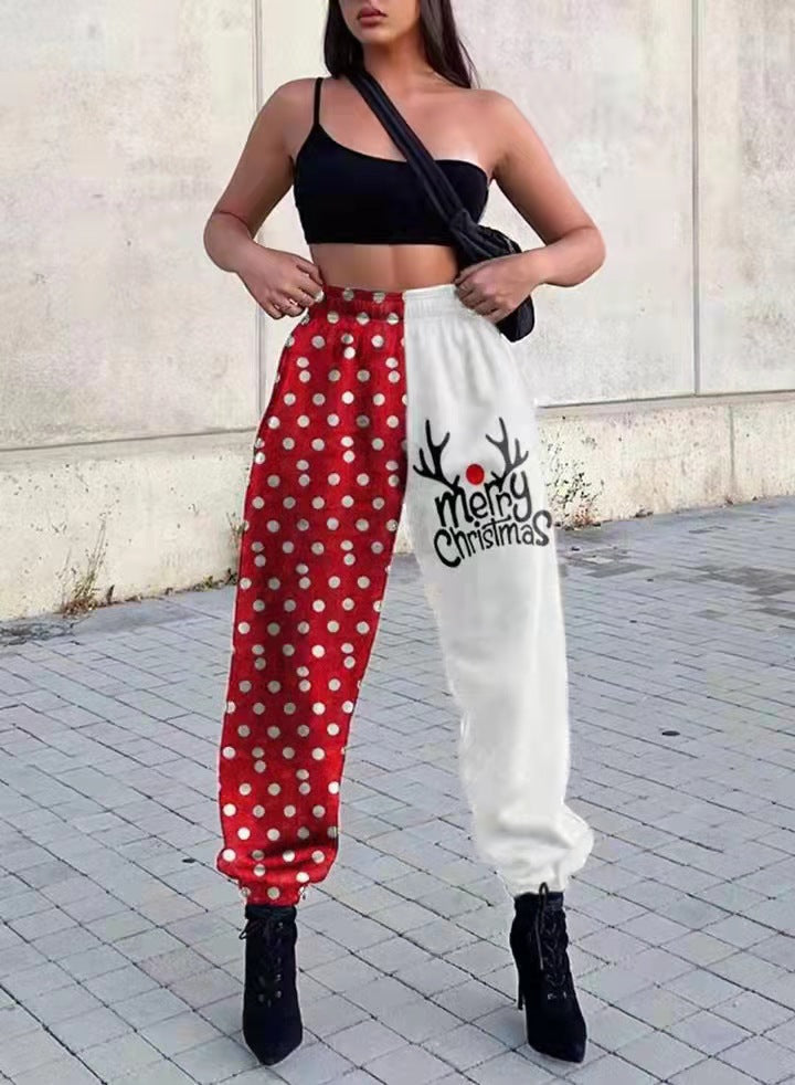 Street Wave Snowman Design Lounge Pants For Women Cozy Playful Festive Pajama Joggers