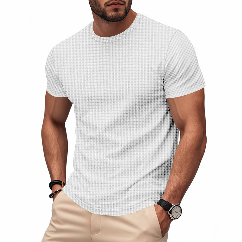 Street-Wave Mens Short Sleeve T Shirt With Structured Texture And Breathable Cotton Everyday