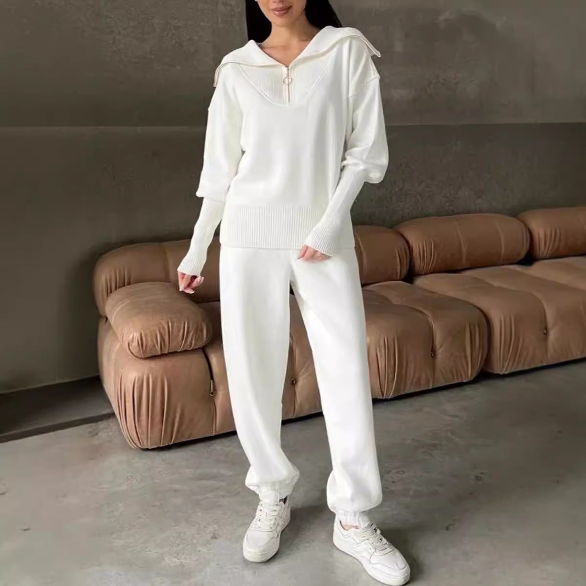 Street-wave Women's Cozy Loungewear Set With Hoodie And Elastic Waistband For Everyday Comfort