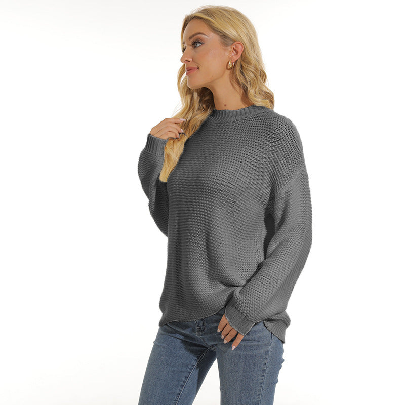 Street-wave Women's Knit Sweater With Structured Knit Pattern, Relaxed Fit For Everyday Wardrobe