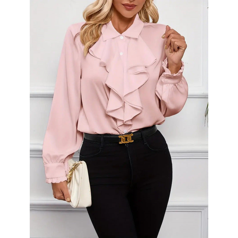 Street-wave Women's Ruffled Blouse With Elegant Sleeves For Effortless Chic Everyday
