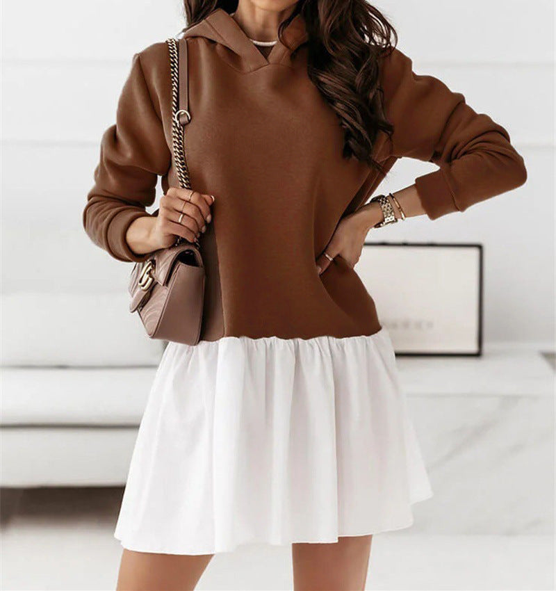 Streetwave Womens Hoodie Dress With Ruffle Detail Cozy Cotton Comfort For Casual Days