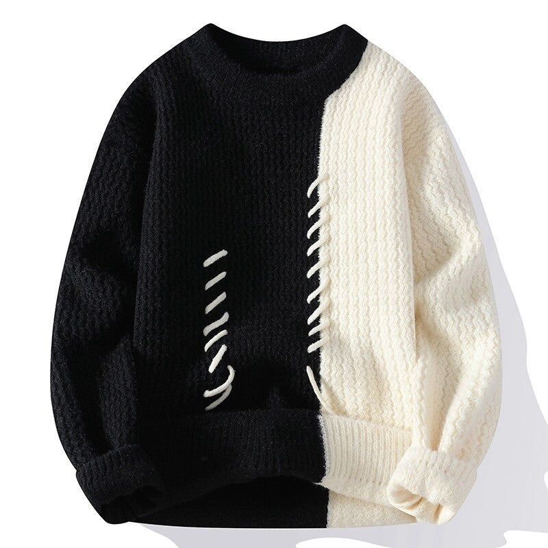 Street-wave Women's Structured Knit Sweater With Unique Design And Woven Pattern