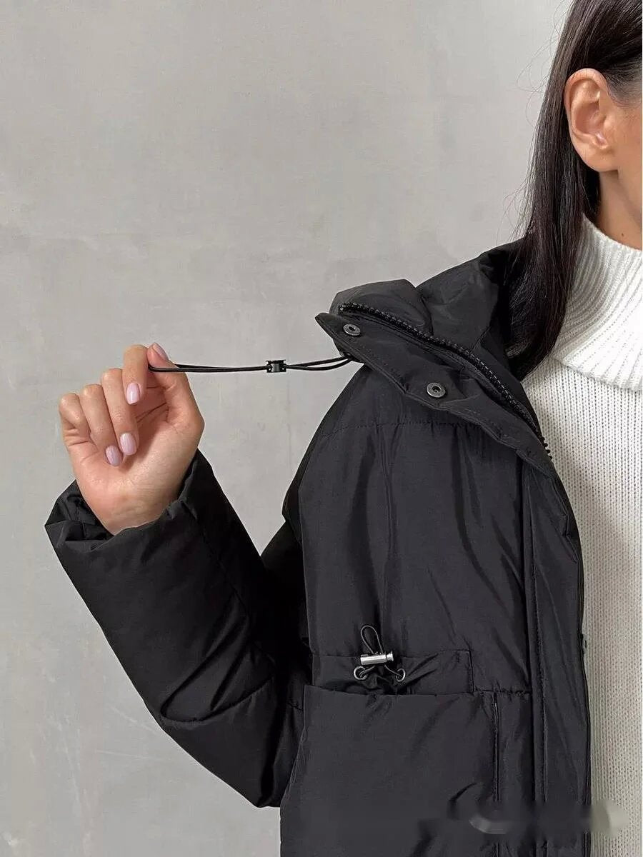 Street Wave Womens Puffer Winter Jacket With High Collar And Practical Pockets For Women Cozy Warmth