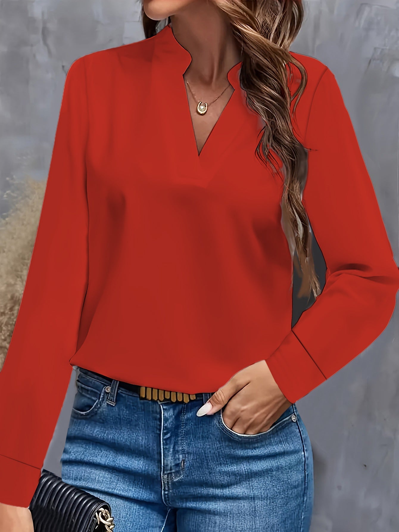 Streetwave Stand Collar Blouse For Women Elegant Versatile Workwear For Professionals