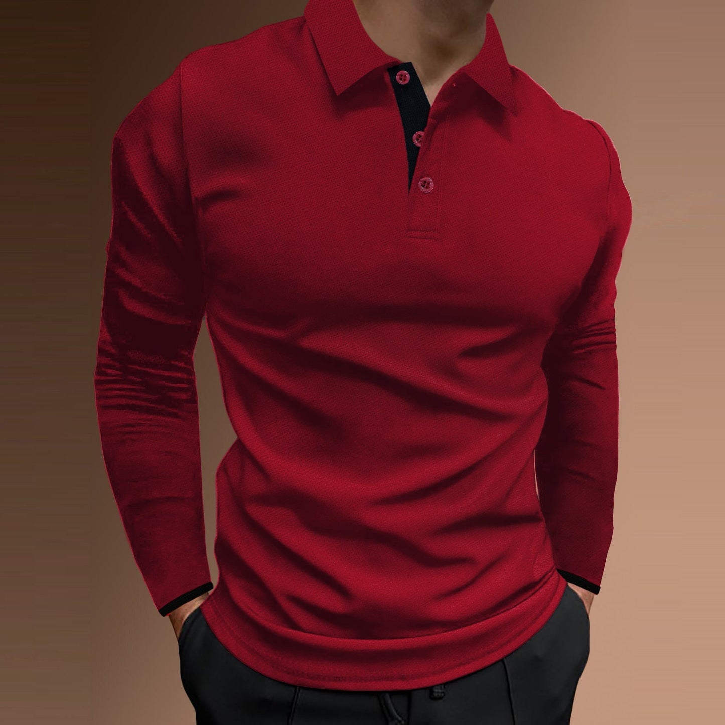 Street Wave Long Sleeve Polo Shirt For Men Elegant Premium Structured Weave Breathable Fabric