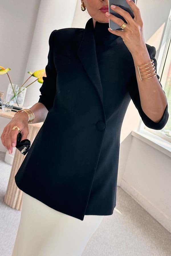Street-Wave Satin One-Button Blazer For Women, Chic Versatile Suit Jacket For Casual To Semi-Formal