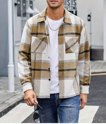 Streetwave Mens Casual Plaid Shirt Jacket Breathable Cotton Blend For Everyday Wear