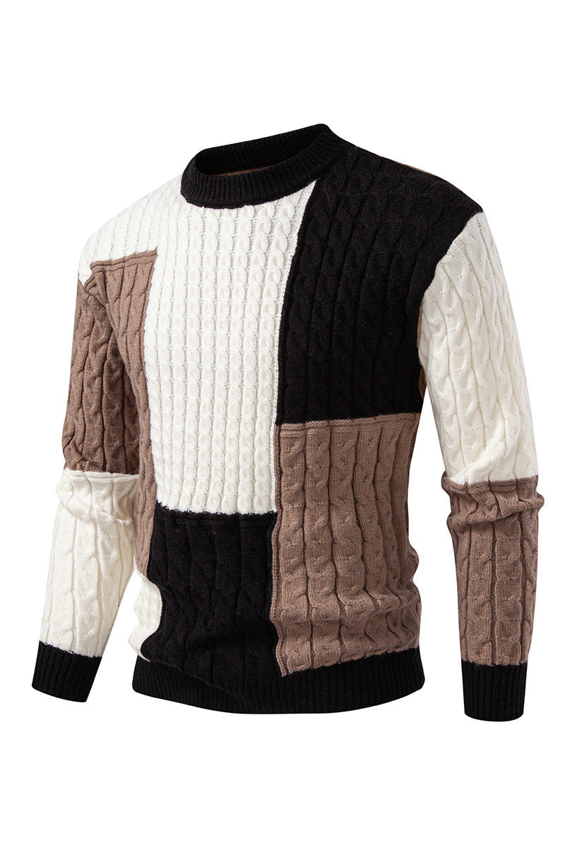 Street-Wave Mens Color Block Knit Pullover Cozy Comfort Modern Style for Everyday Wear