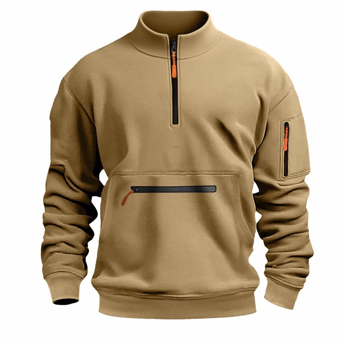 Street Wave Men's Functional Zip Sweatshirt With Chest Zip Pocket For Active Outdoors