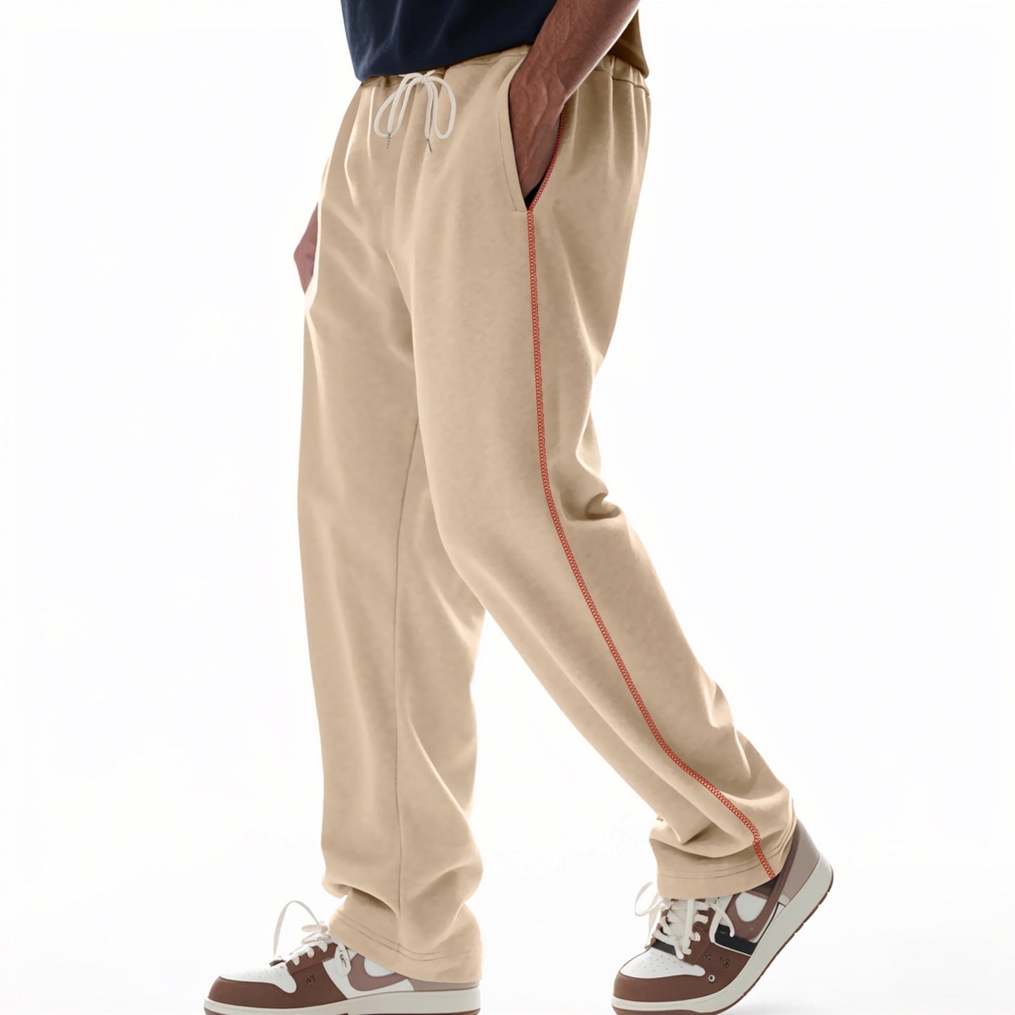 Men's Jogger Pants With Zip Pockets Street-Wave Drawstring Comfort For Everyday Wear