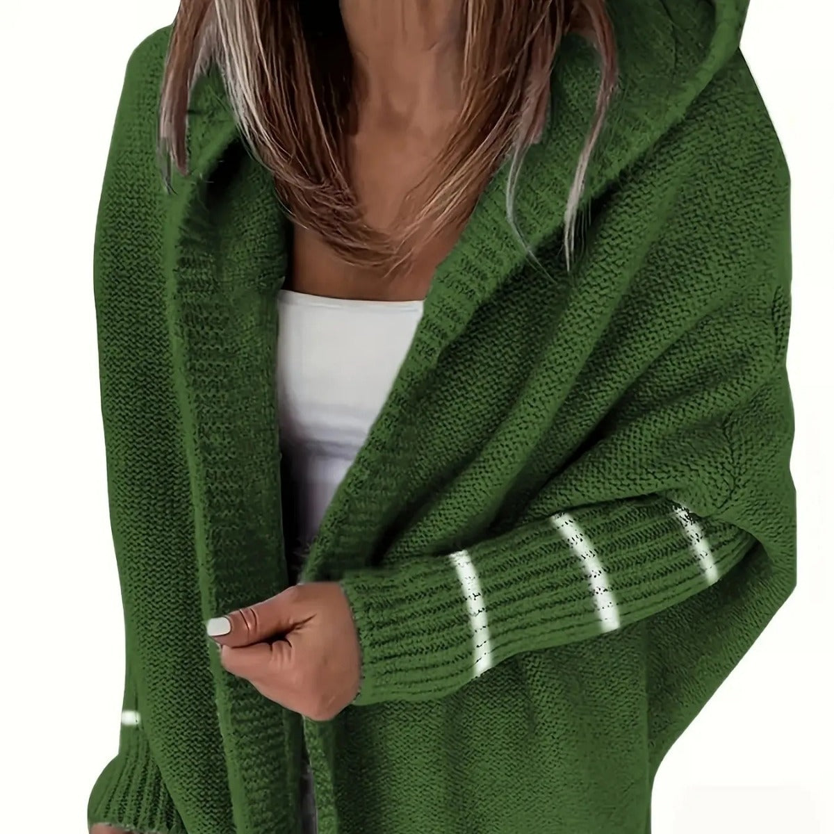 Streetwave Hooded Cozy Knit Cardigan For Women Oversized Loose Fit For Casual Winter Wear