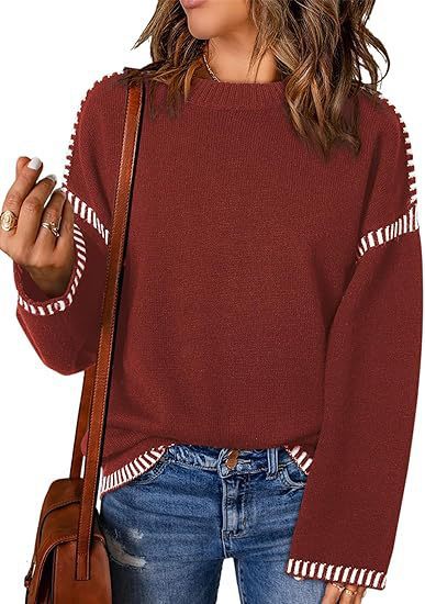Street-Wave Womens Knit Pullover With Structured Knit And Striped Sleeve Details