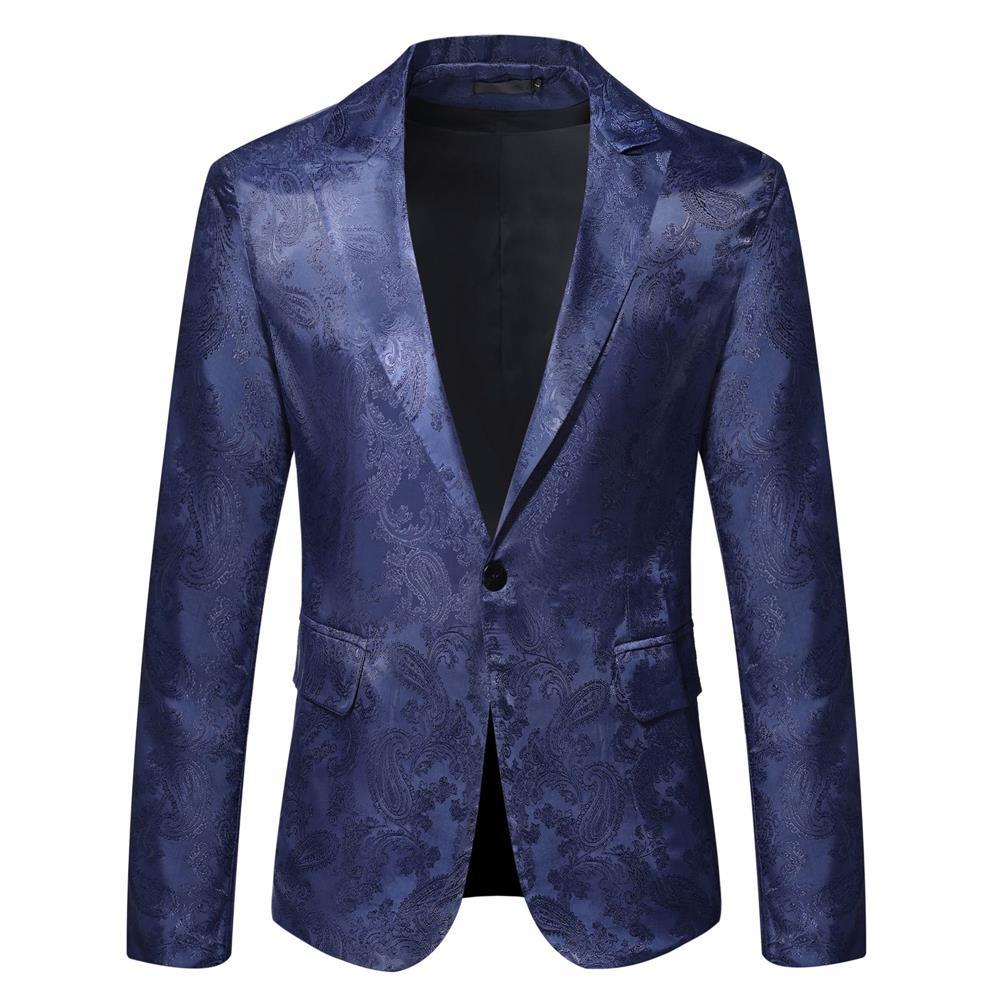 Paisley Pattern Blazer For Men Elegant Satin Jacket For Formal Occasions Street-wave Premium Tailored Fit