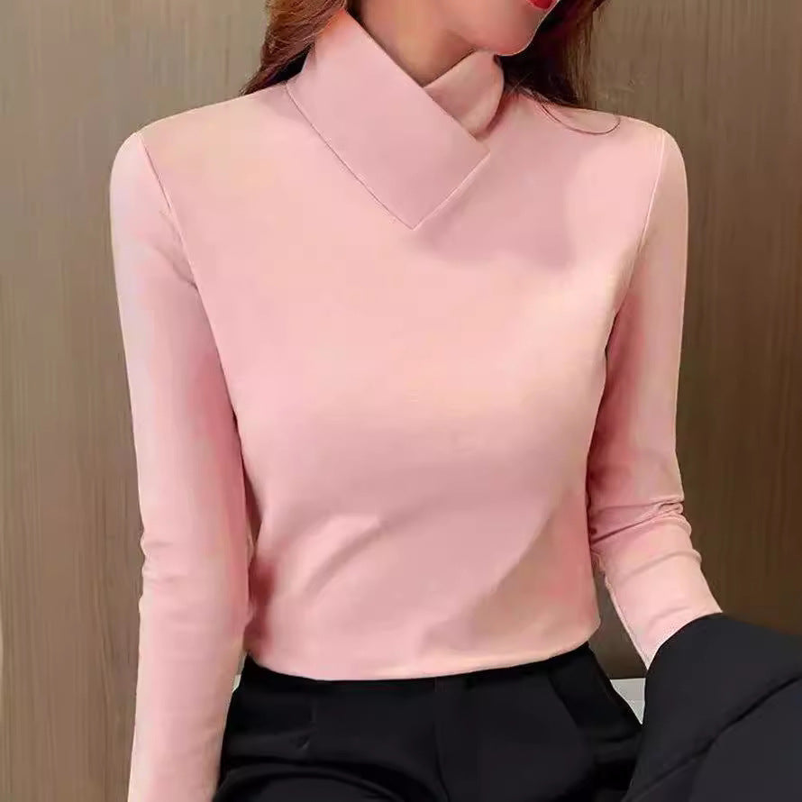 Street-wave Asymmetric Collar Long Sleeve Blouse For Women Elegant Timeless Modern Top