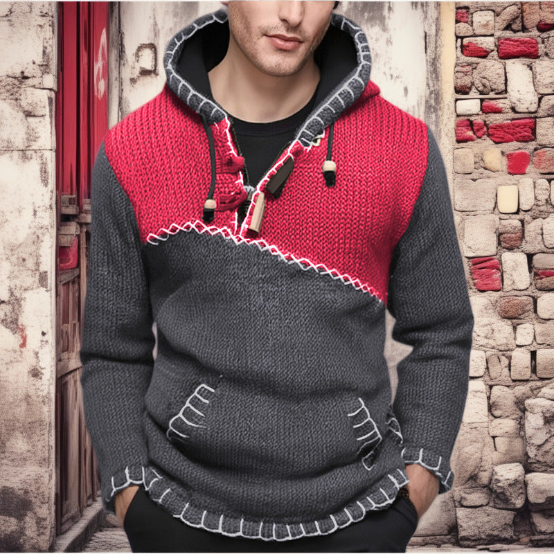 Mens Hoodie With Unique Zigzag Knit Pattern Premium Streetwave For Men Cozy All Day Warmth