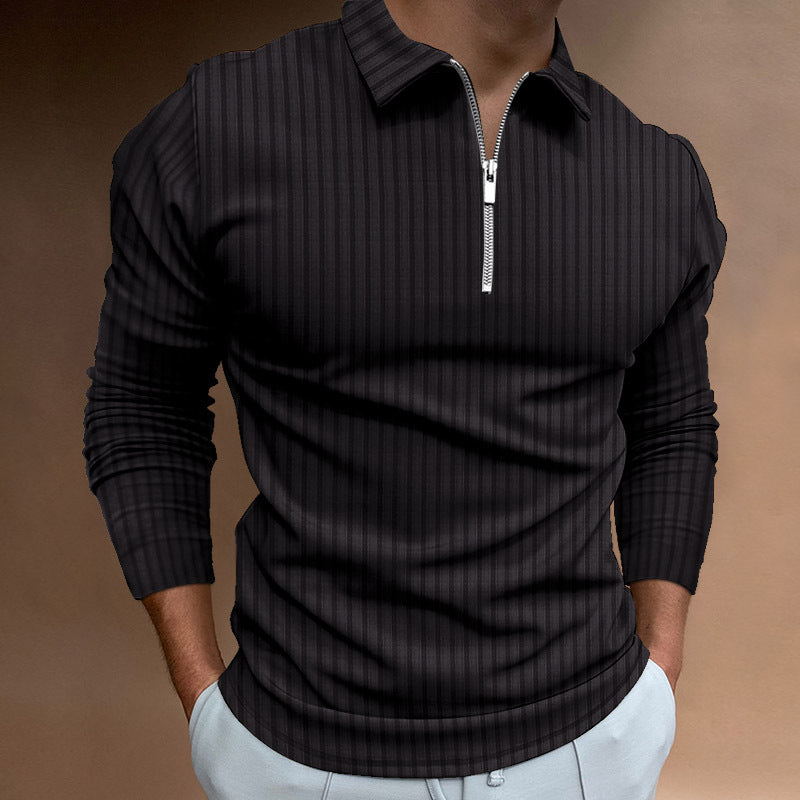 Streetwave Mens Zip Polo Shirt With Stripes Modern Comfortable Polo For Fashion Forward Men