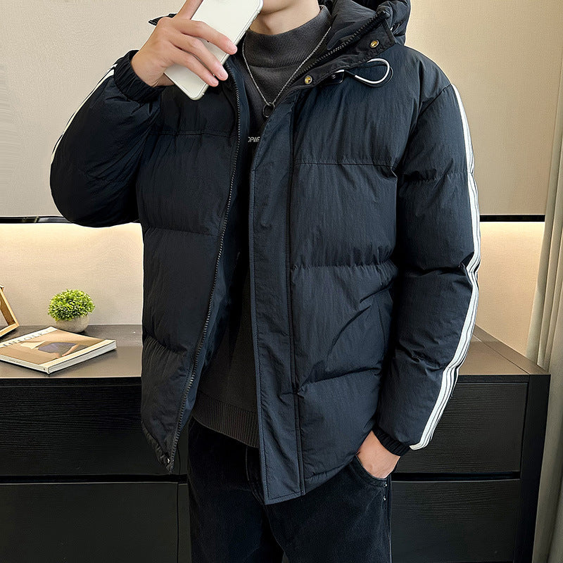 Street-Wave Mens Puffer Jacket With Adjustable Hood Warmth Windproof Premium Outerwear For Men