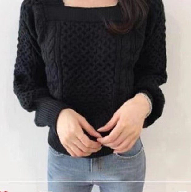 Streetwave Ladies Chunky Cable Knit Pullover With Square Neckline For Cozy Warmth