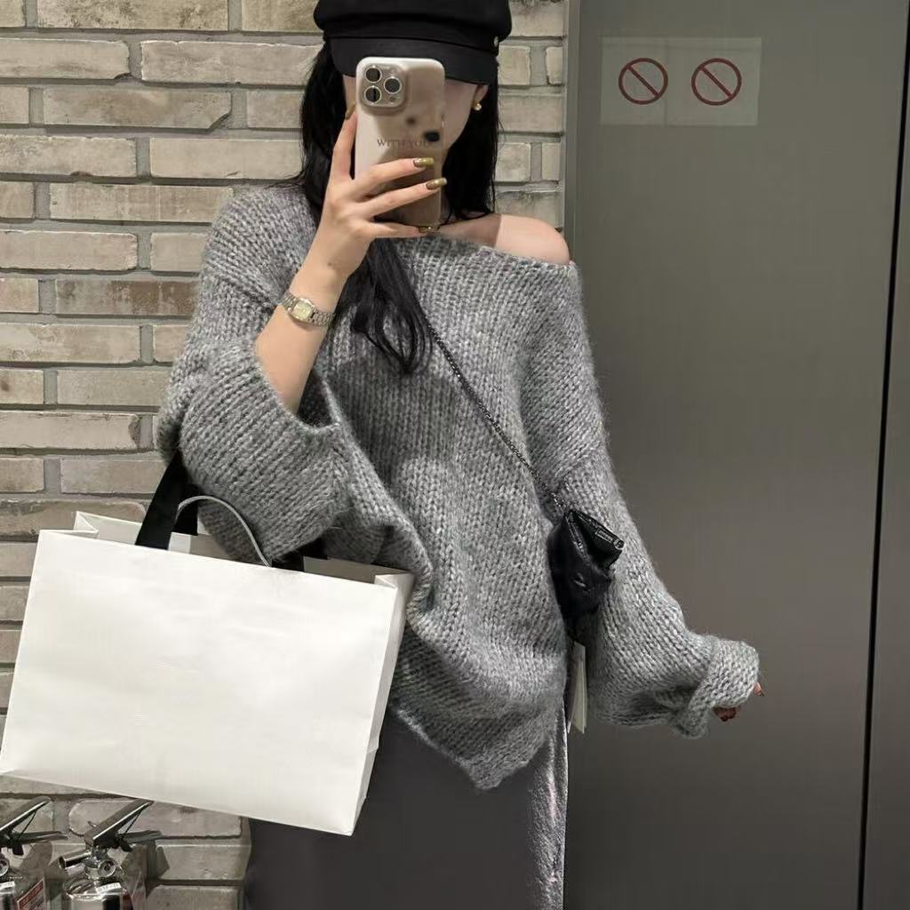 Streetwave Plus Size Cozy Chunky Knit Off Shoulder Sweater for Casual Comfort All Day Wear
