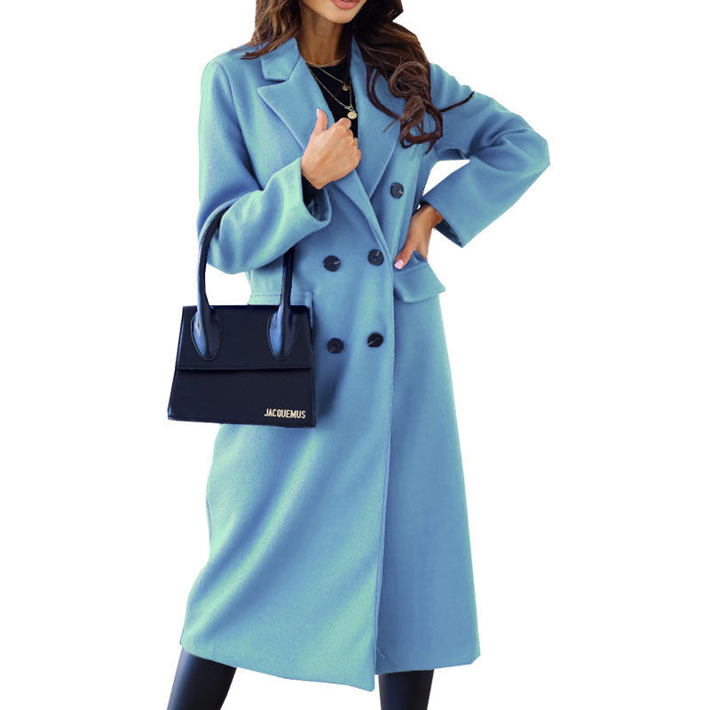 Streetwave Womens Wool Coat Double Breasted Elegant Warmth Timeless Chic Outerwear