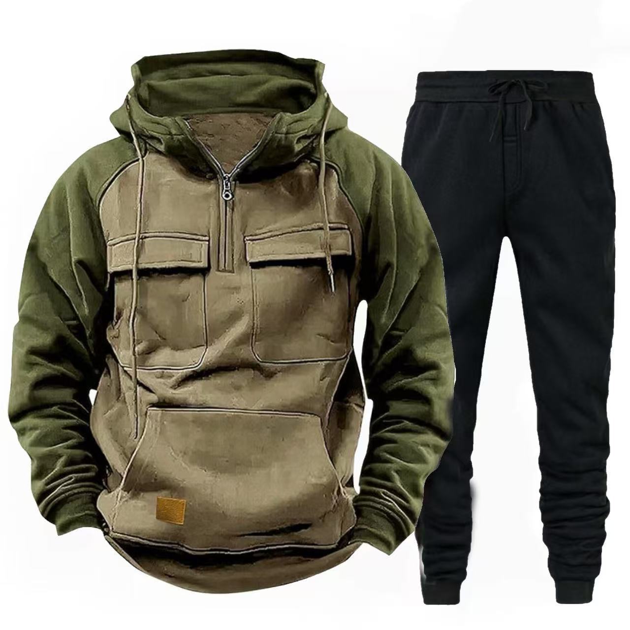 Street-Wave Mens Functional Zip Hoodie And Joggers Set For Active Performance And Comfort