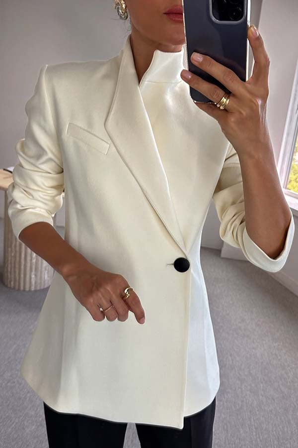 Street-Wave Satin One-Button Blazer For Women, Chic Versatile Suit Jacket For Casual To Semi-Formal