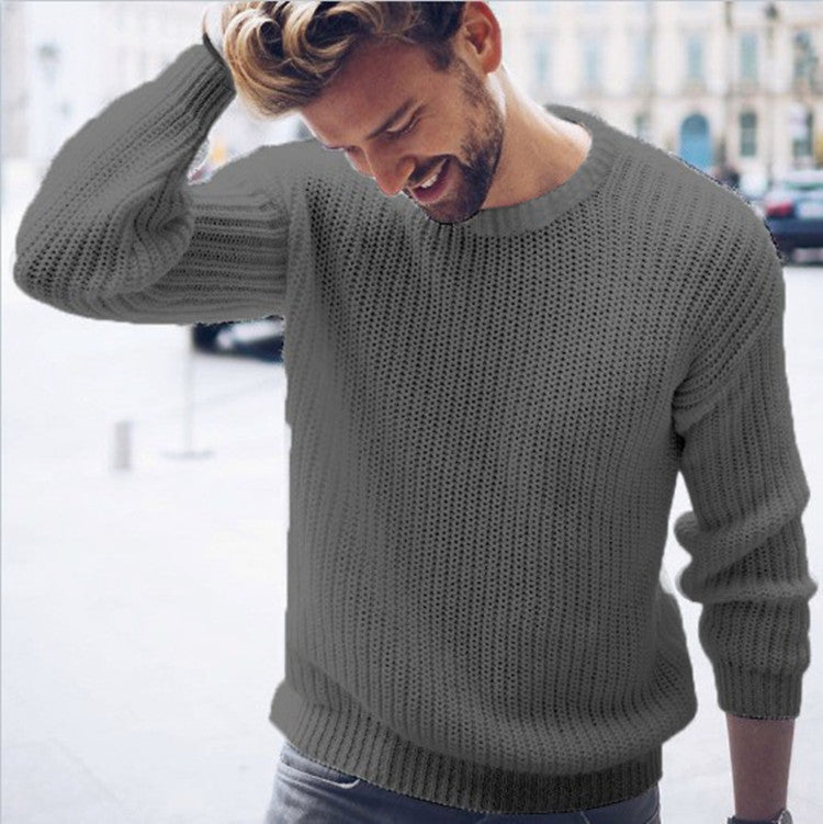 Street-wave Men's Trendy Knit Sweater With Airy Texture And Modern Crew Neck For Everyday Style And Comfort