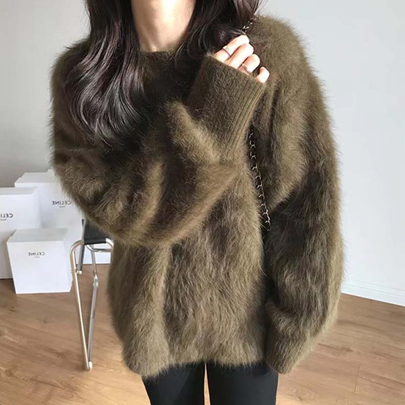 Street Wave Mohair Sweater For Women Luxurious Comfort Fluffy Cozy Knitwear Soft Fluffy Texture