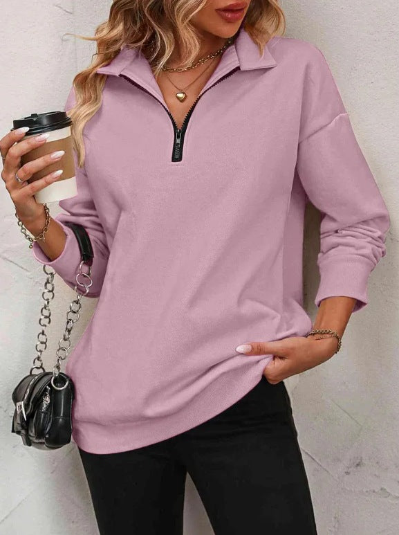 Womens Half Zip Sweatshirt Street-wave Cozy Breathable Everyday Comfort Ideal for Casual Wear