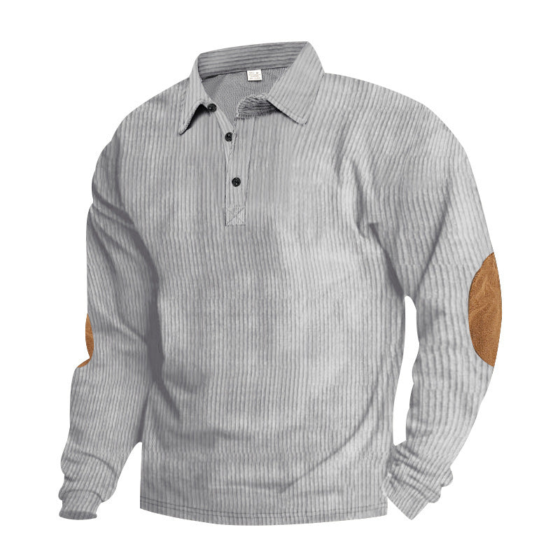 Street-wave Men's Long Sleeve Shirt With Structured Design And Elbow Patch, Soft Cotton For Smart Casual