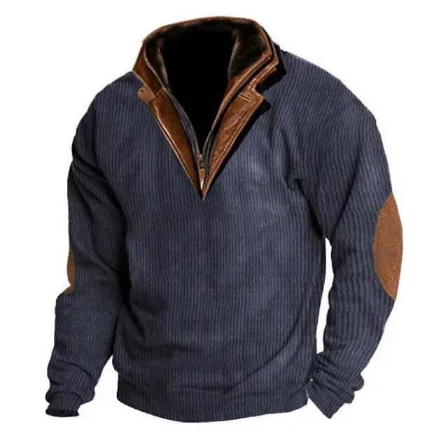 Street-Wave Men's Knit Sweater With High Collar Details For Fashion-Forward Men Everywhere