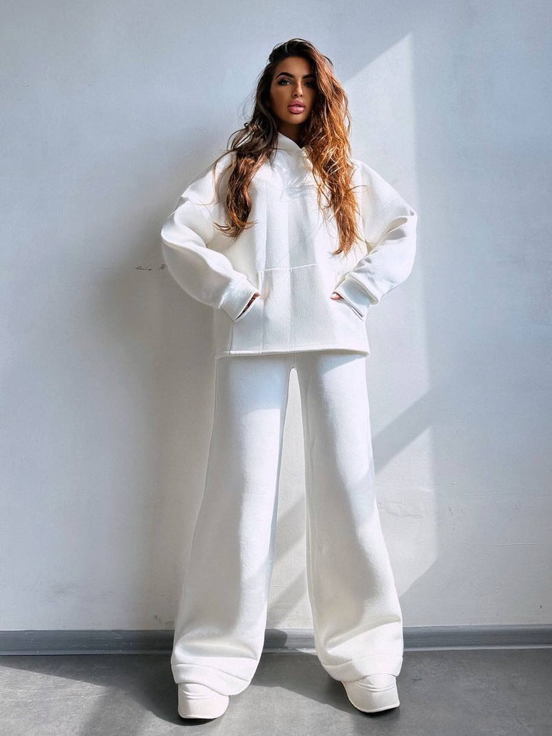 Street-wave Women's Oversized Hoodie And Wide Lounge Pants Set Cozy Comfort Effortless Streetwear