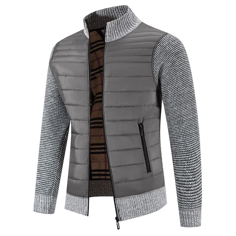 Streetwave Mens Casual Quilted Jacket With Knit Sleeve Accents For Everyday Comfort And Style