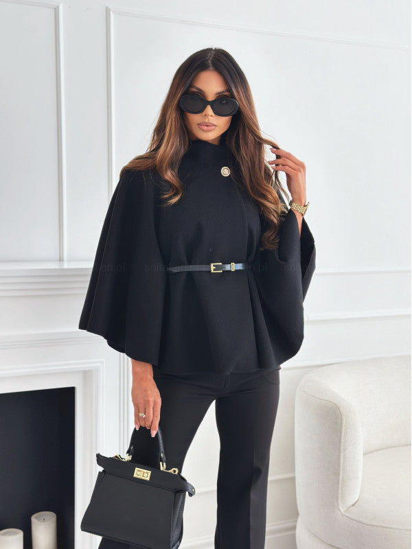 Street-wave Women's Cape Jacket Belted, Chic Structure