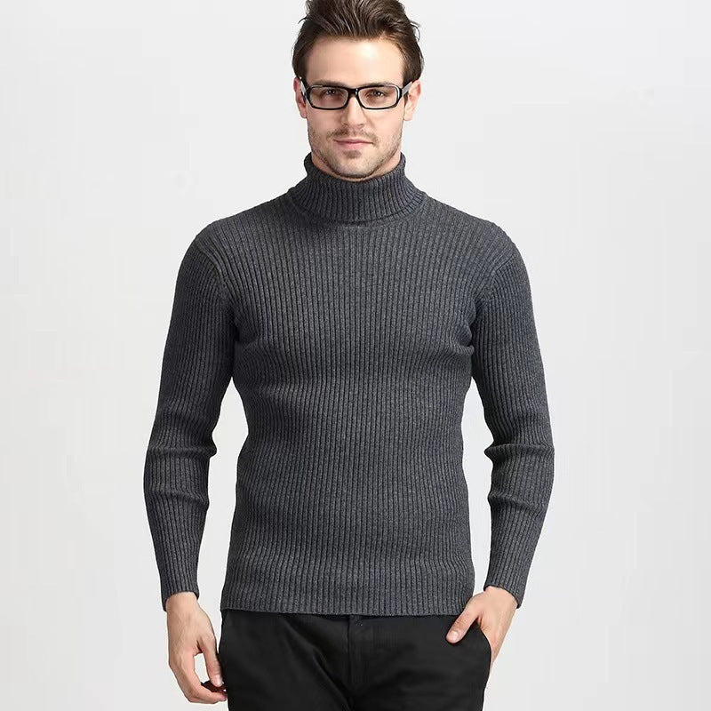 Streetwave Mens Fine Cotton Turtleneck Sweater With Structured Rib Texture For Modern Men Premium Comfort