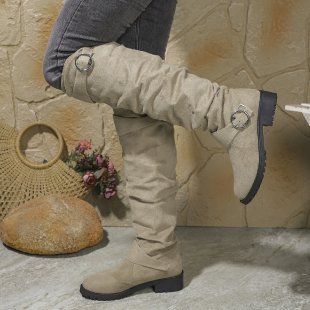 Over-the-Knee Boots Soft Suede With Decorative Buckle Detail Street-wave For Women Chic Comfort