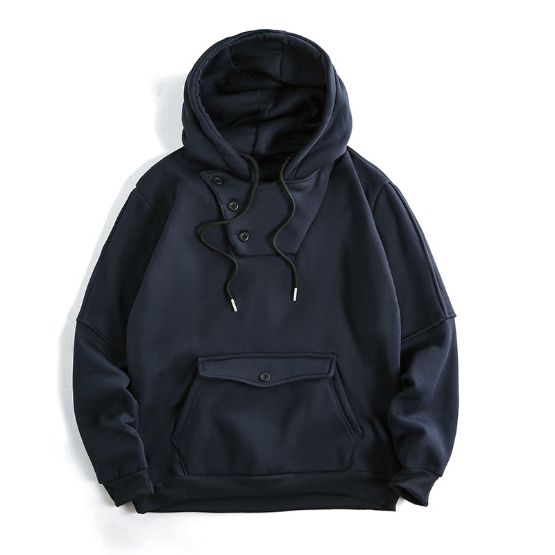 Street Wave Mens Casual Hoodie With Button Details And Practical Front Pocket For Everyday Comfort