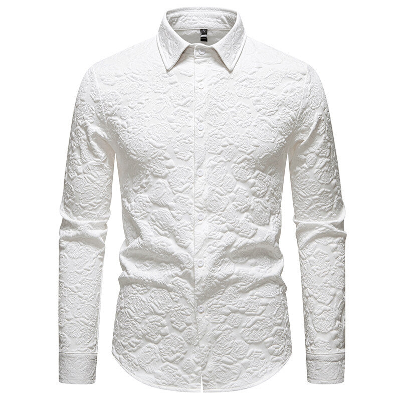 Street Wave Men's Embossed Texture Shirt Premium Versatile Dress Shirt For Formal And Casual