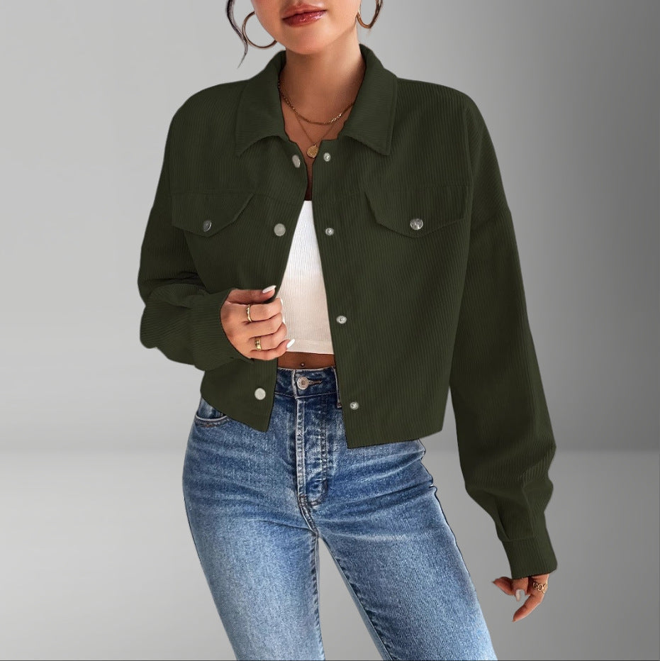 Street-wave Corduroy Short Jacket For Women Soft Fabric Chic Versatile Streetwear