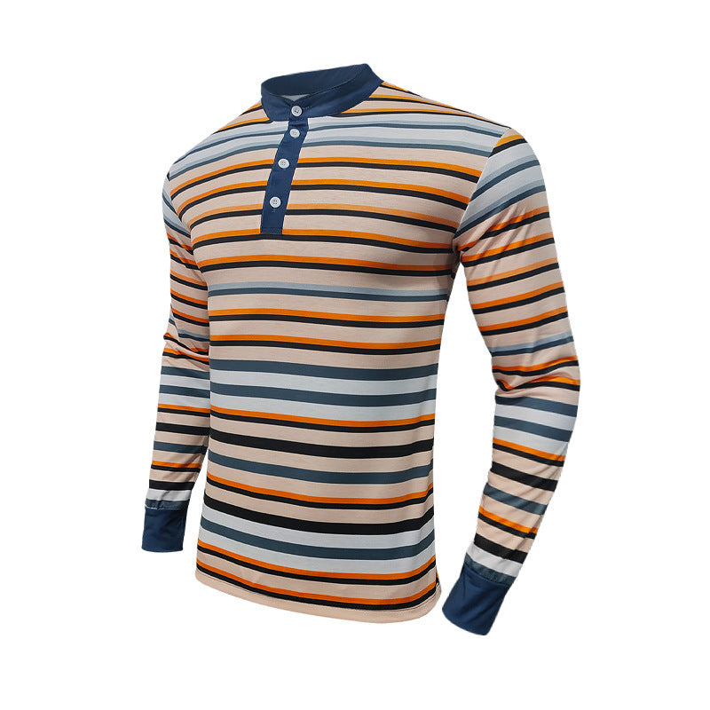 Streetwave Men's Long Sleeve Shirt With Striped Pattern And Sporty Collar Breathable For Casual Style