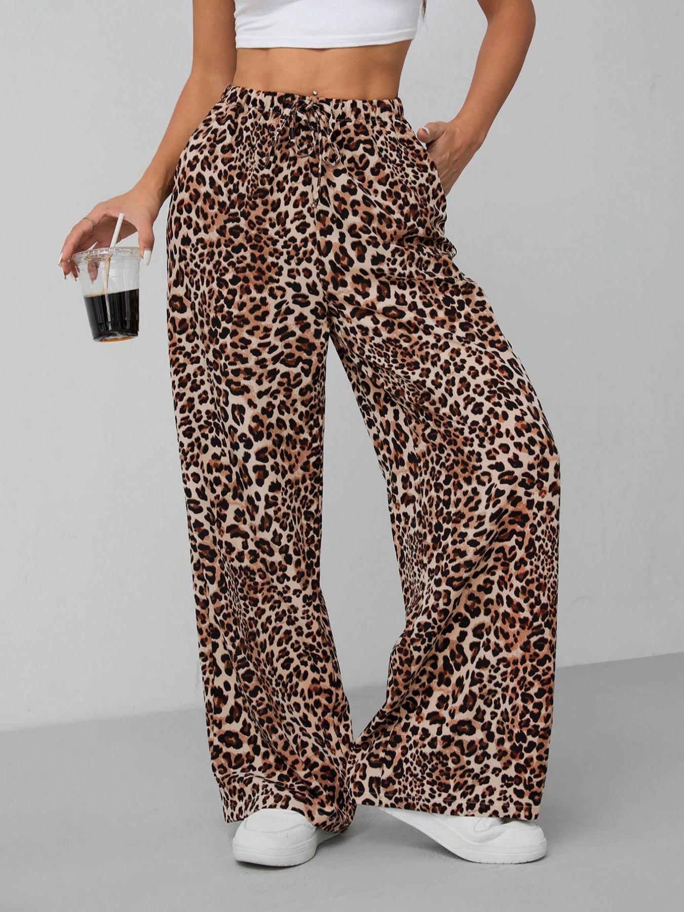 Leopard Print Wide-Leg Pants For Fashion-Forward Women By Street-wave Trendy Comfortable Fit All Day Comfort