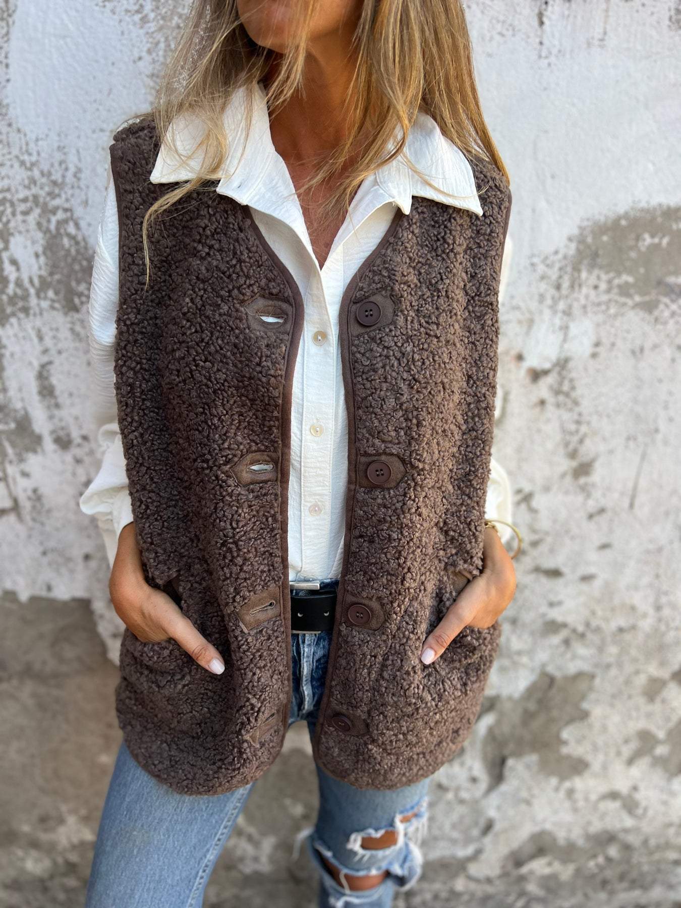 Streetwave Fluffy Womens Vest With Button Closures Cozy Fleece For Women Must Have Transitional Wear